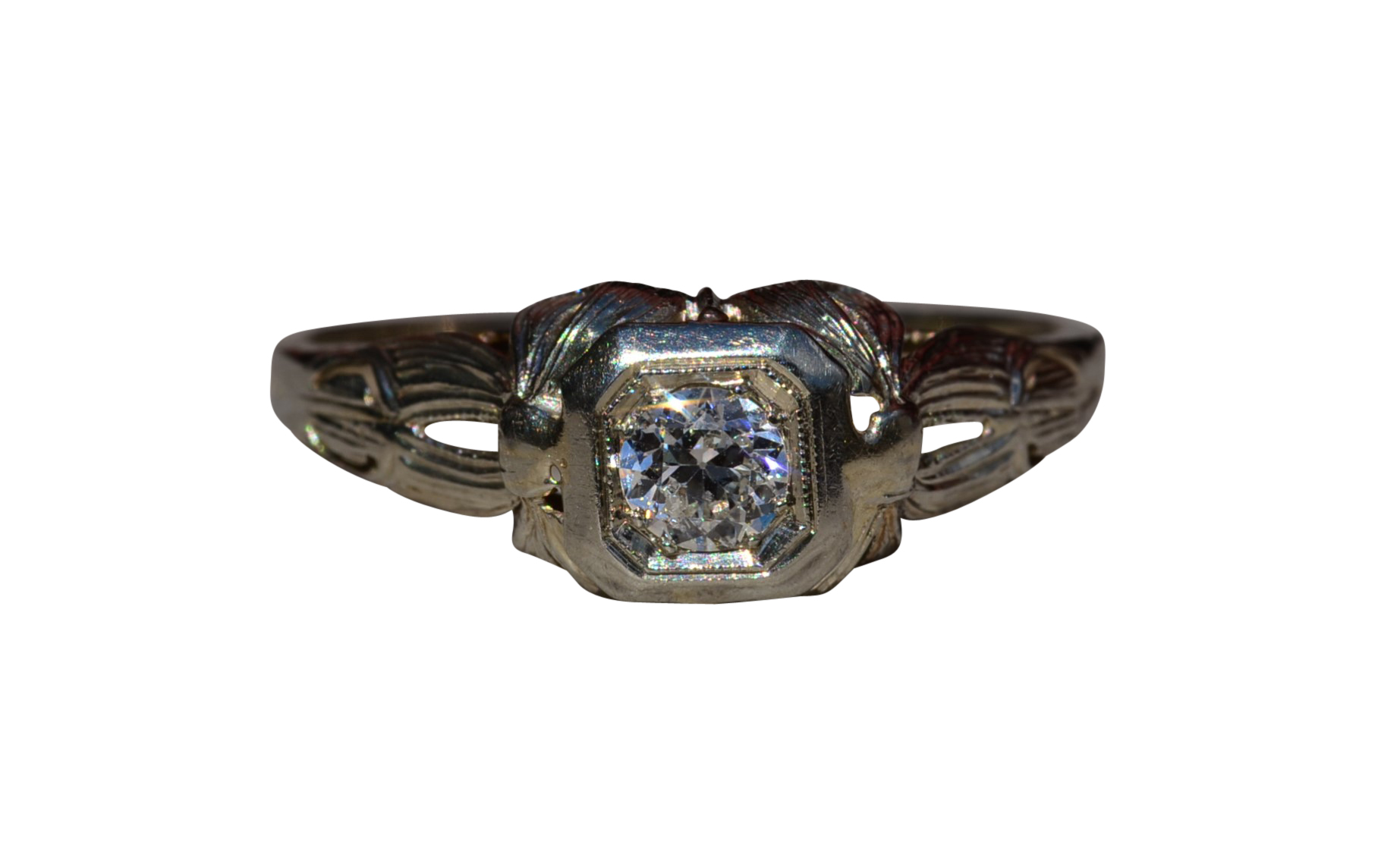 The Diffendall: Ladies Antique 14K Engagement Ring set with 0.33 CTW Diamond