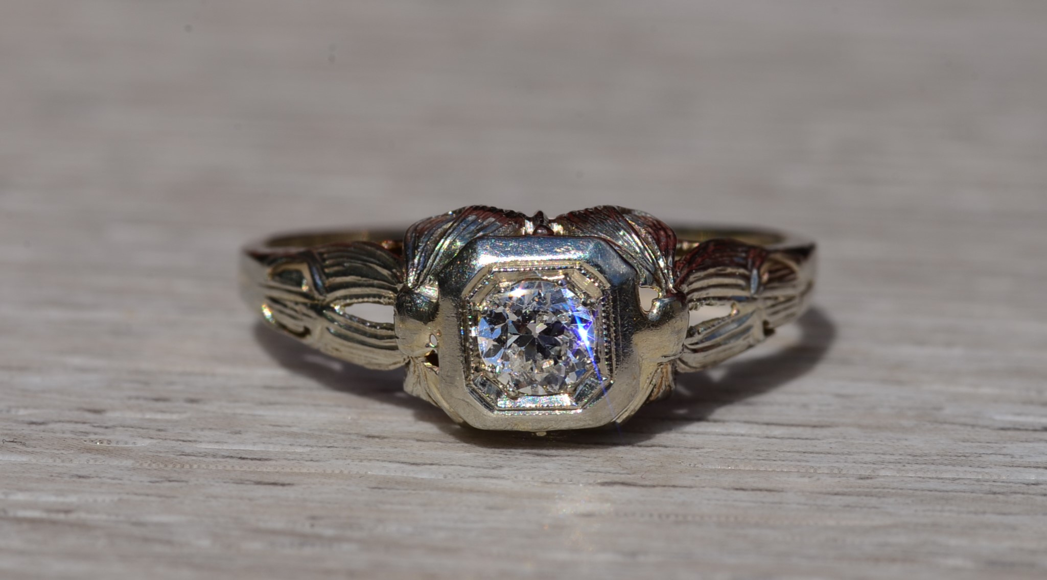 The Diffendall: Ladies Antique 14K Engagement Ring set with 0.33 CTW Diamond - Image 2