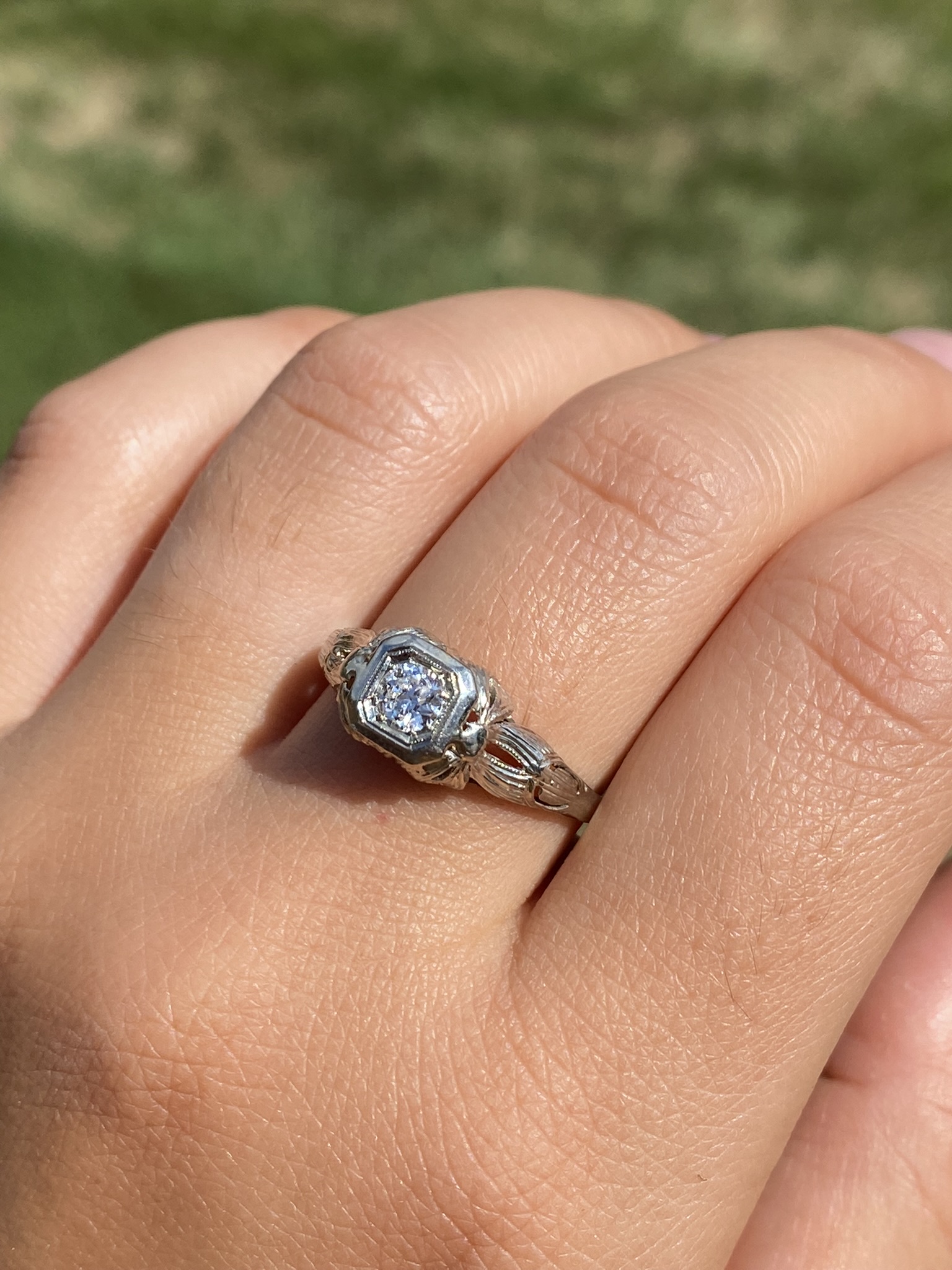 The Diffendall: Ladies Antique 14K Engagement Ring set with 0.33 CTW Diamond - Image 9