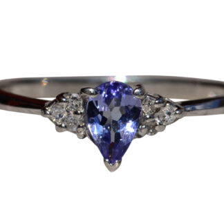 The Springbrooke:  Ladies Pear Shaped Tanzanite and Diamond Ring in Platinum
