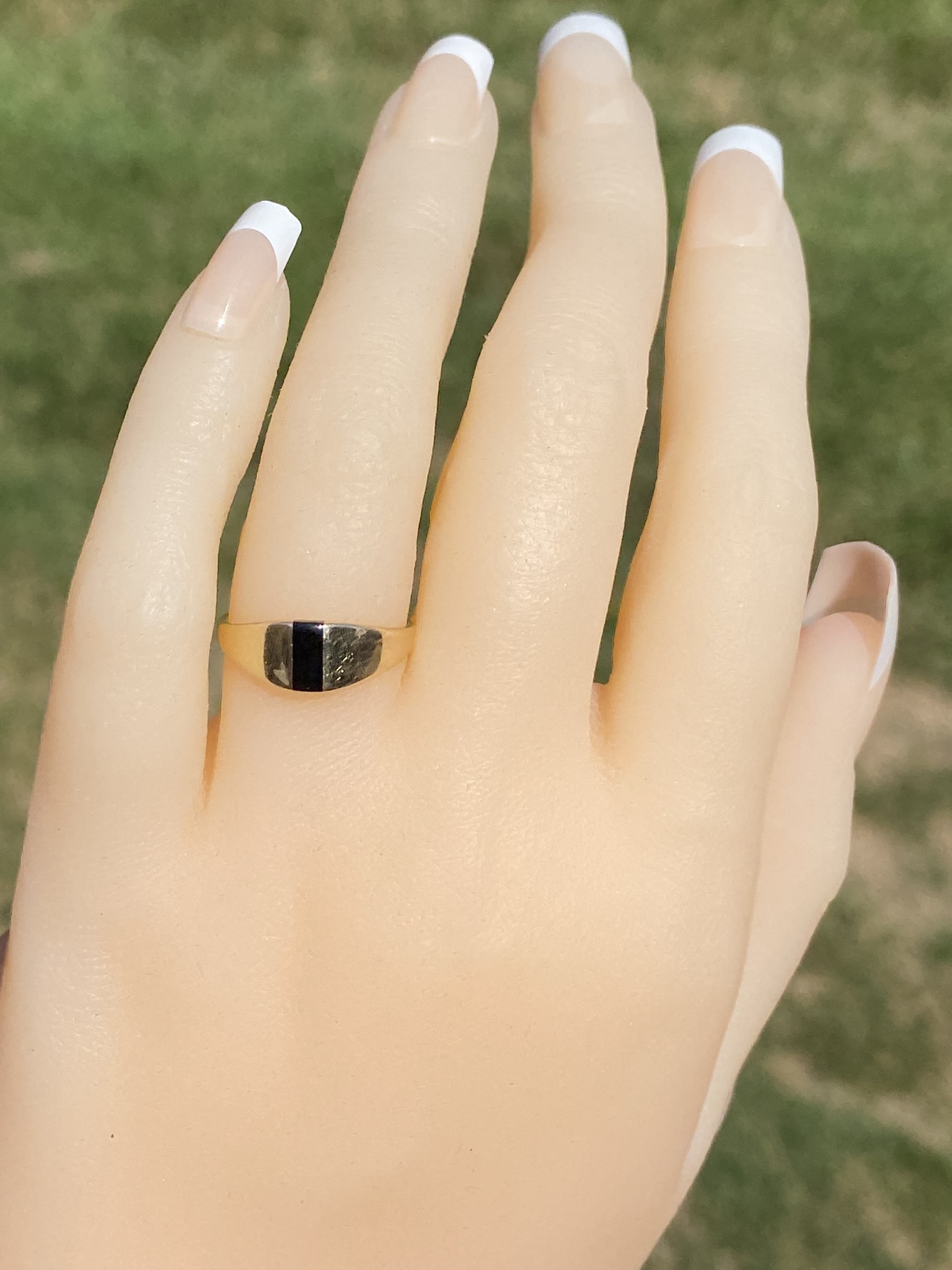 SOLD - The Lindera: Ladies 14K Petite Cocktail Ring set with Onyx - Image 10