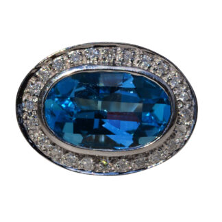 The Bayner:  Ladies 14K Topaz and Diamond Cocktail Ring