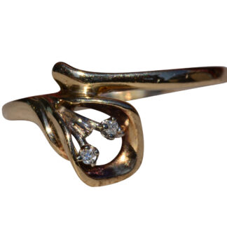 SOLD - The Calla:  Ladies Vintage Yellow Gold and Diamond Calla Lily Ring