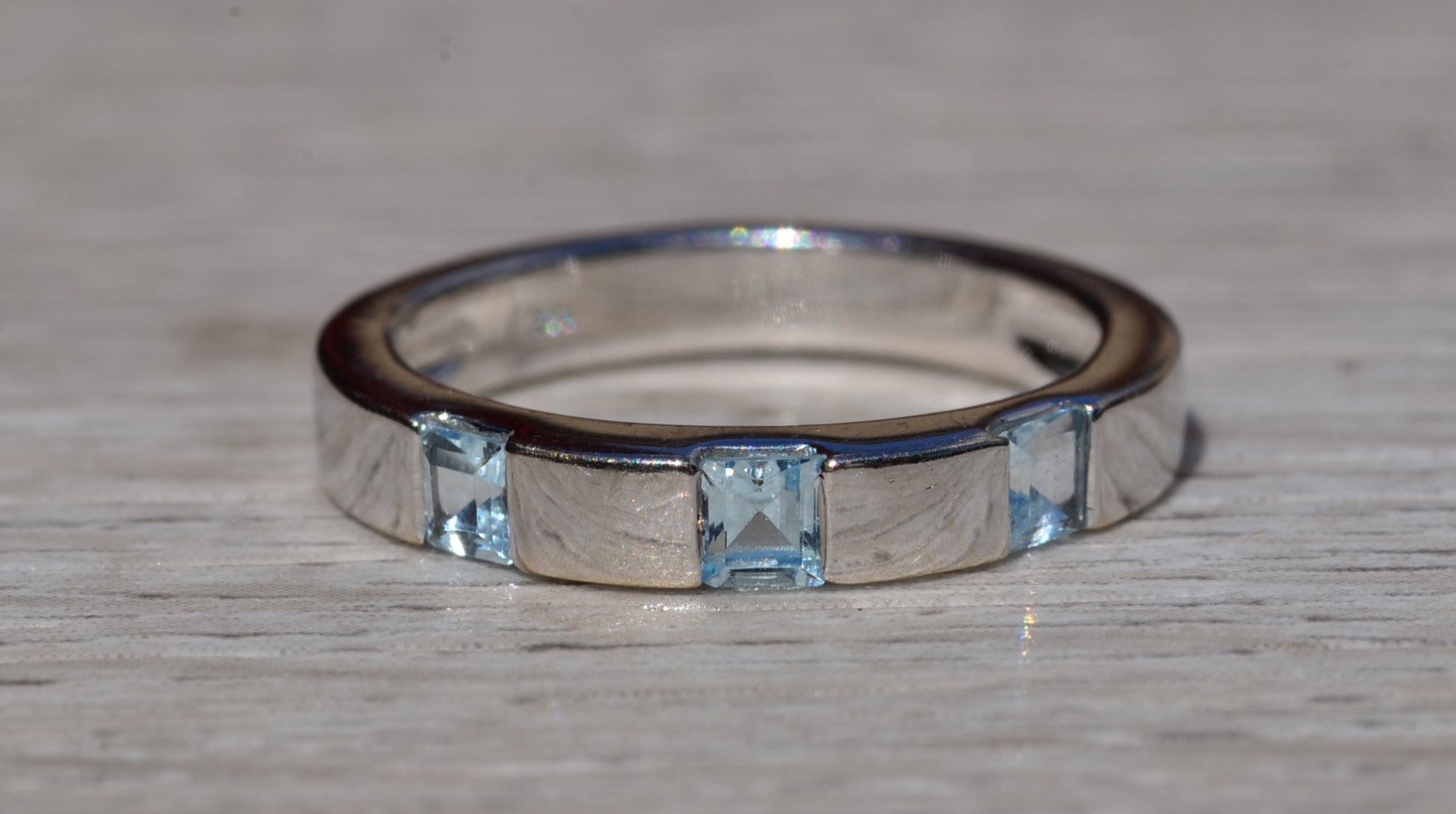SOLD - The Perrywood: Ladies 14K White Gold Band set with Aquamarine - Image 7