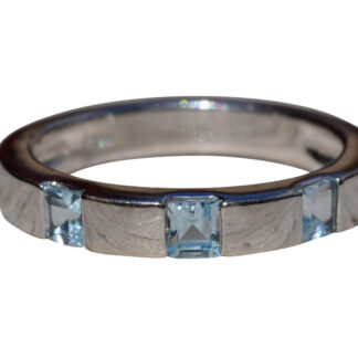 SOLD - The Perrywood:  Ladies 14K White Gold Band set with Aquamarine