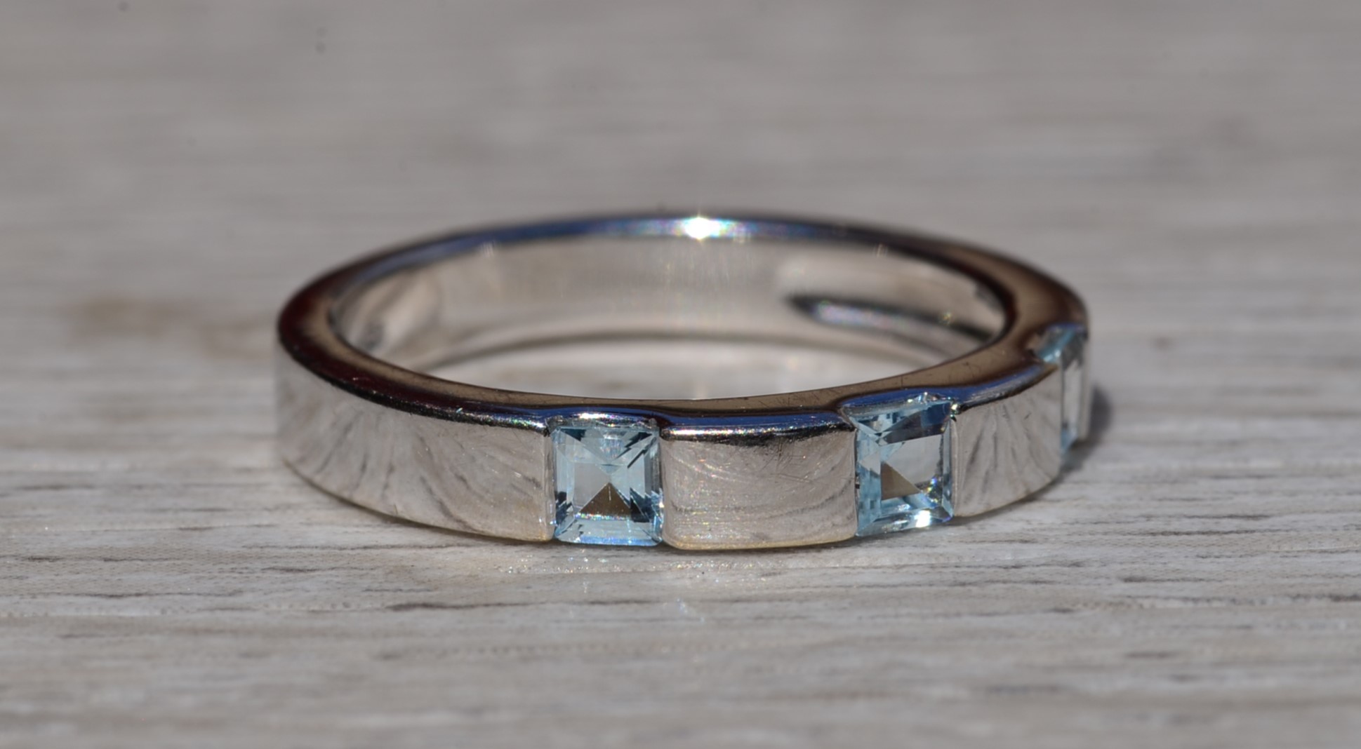 SOLD - The Perrywood: Ladies 14K White Gold Band set with Aquamarine - Image 6