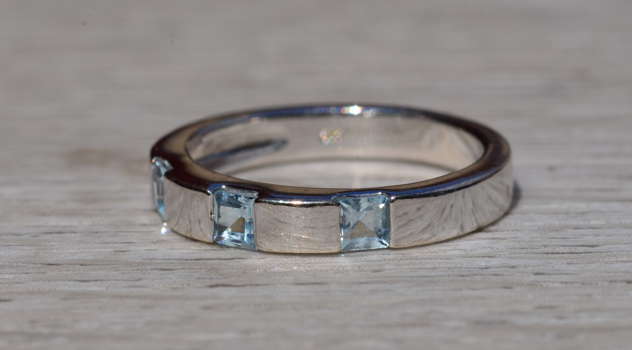 SOLD - The Perrywood: Ladies 14K White Gold Band set with Aquamarine - Image 3