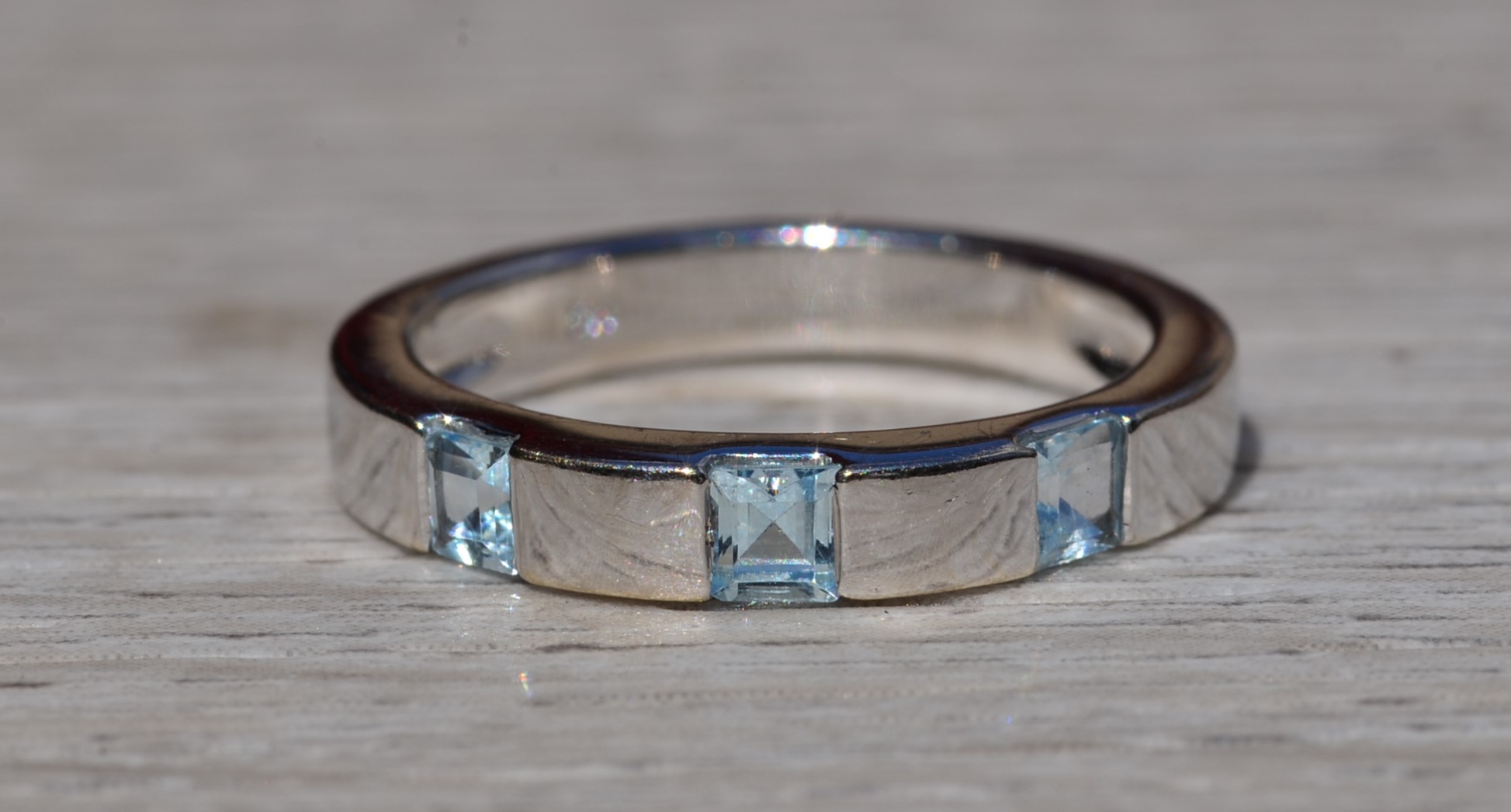 SOLD - The Perrywood: Ladies 14K White Gold Band set with Aquamarine - Image 2
