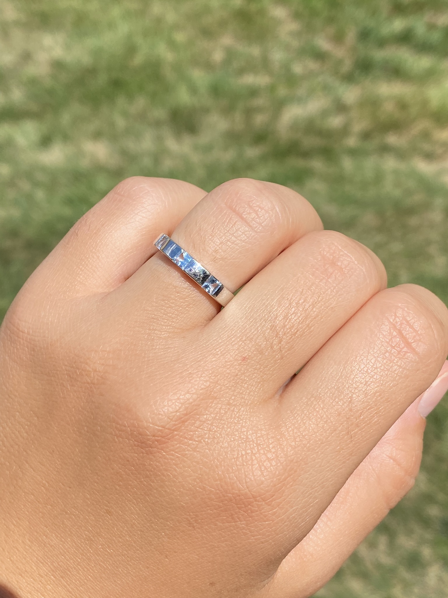 SOLD - The Perrywood: Ladies 14K White Gold Band set with Aquamarine - Image 10