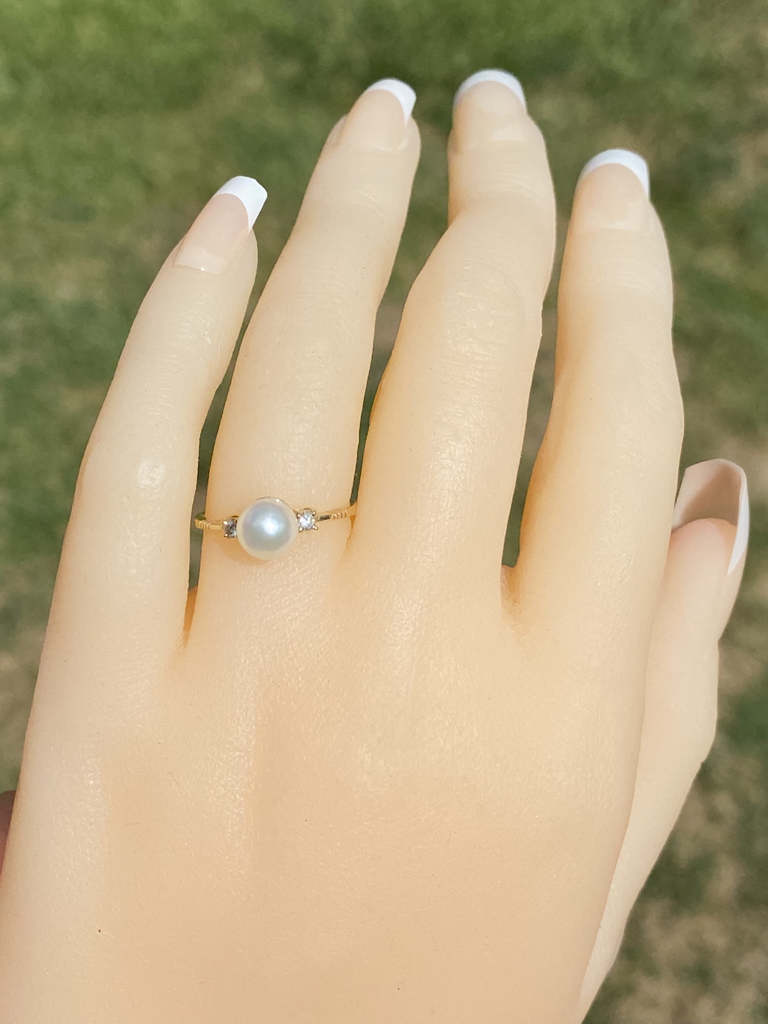 The Nammans: Ladies 14K Yellow Gold Ring set with Pearl and Diamond - Image 8