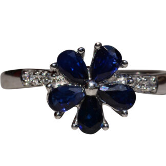 The Shadetree:  Ladies 14K Sapphire and Diamond Floral Ring