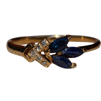 SOLD - The Heathwood:  Ladies 14K Gold Sapphire and Diamond Ring
