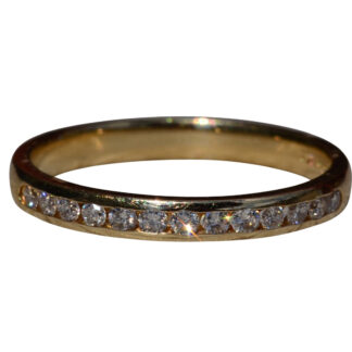 The Hulsom:  Ladies 14K Yellow Gold Diamond Partway Eternity Band