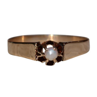 The Enfield:  Antique Yellow Gold and Pearl Ring