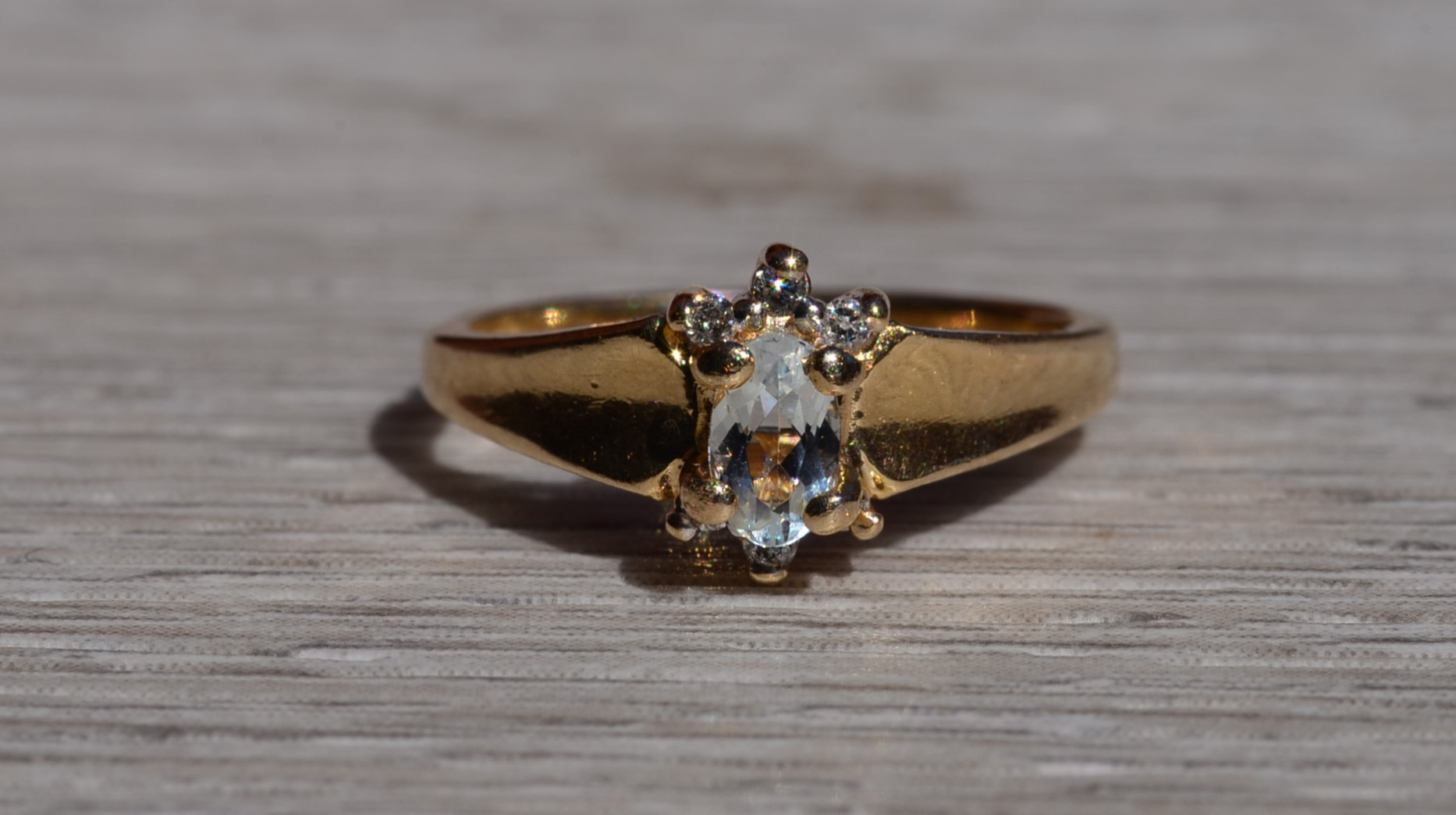 The Moultrie: Ladies 14K Yellow Gold Aquamarine and Diamond Ring - Image 2