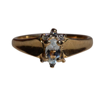 The Moultrie:  Ladies 14K Yellow Gold Aquamarine and Diamond Ring