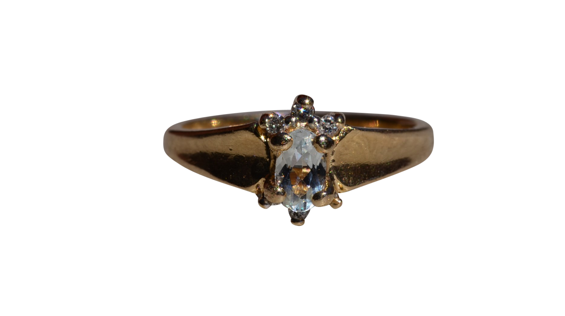 The Moultrie: Ladies 14K Yellow Gold Aquamarine and Diamond Ring
