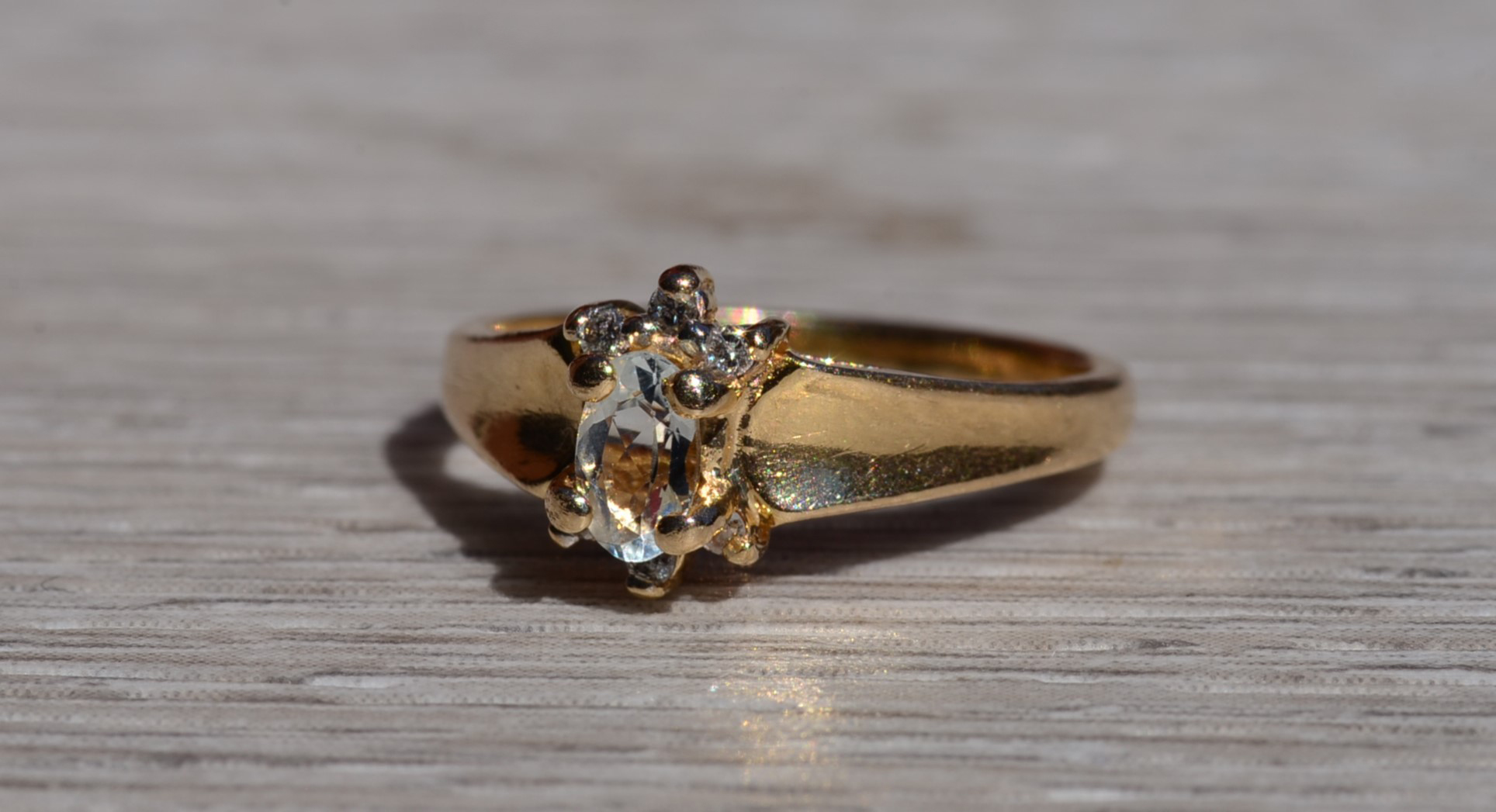The Moultrie: Ladies 14K Yellow Gold Aquamarine and Diamond Ring - Image 3