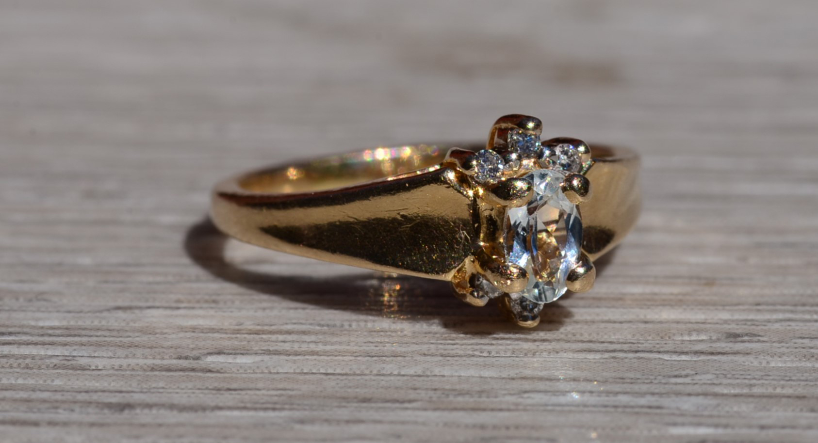 The Moultrie: Ladies 14K Yellow Gold Aquamarine and Diamond Ring - Image 6