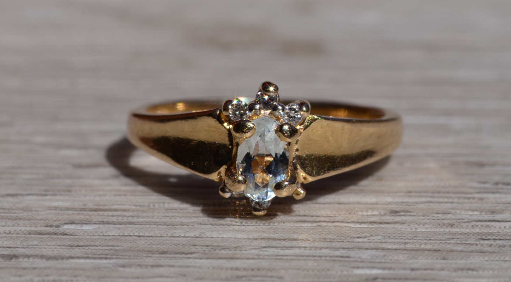 The Moultrie: Ladies 14K Yellow Gold Aquamarine and Diamond Ring - Image 7