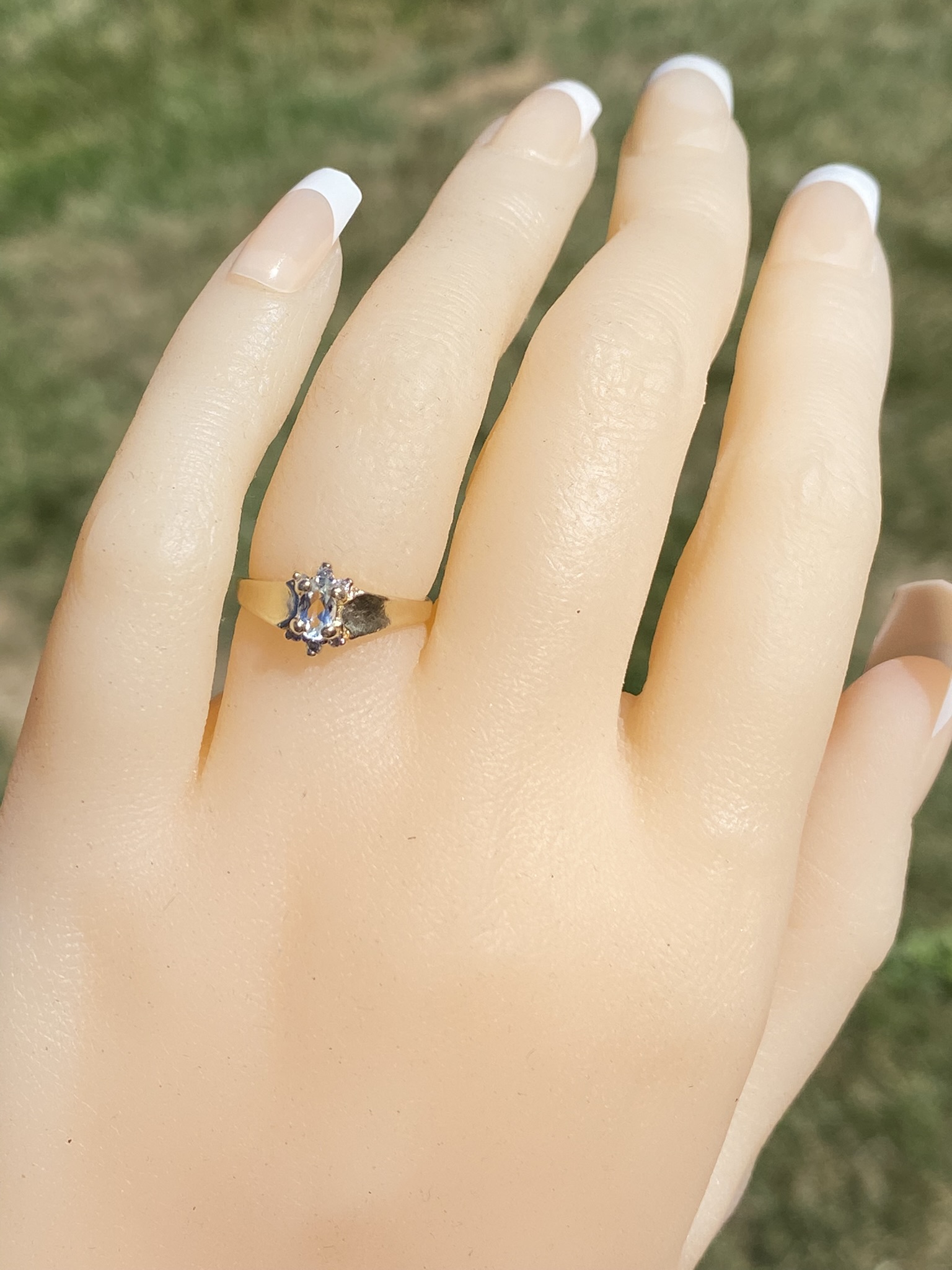 The Moultrie: Ladies 14K Yellow Gold Aquamarine and Diamond Ring - Image 9