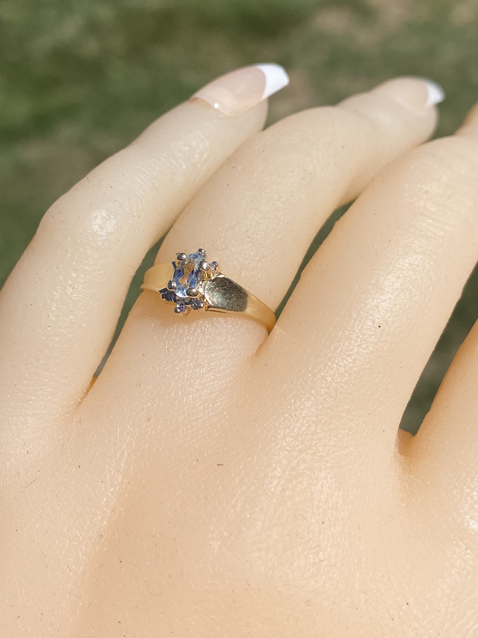 The Moultrie: Ladies 14K Yellow Gold Aquamarine and Diamond Ring - Image 8