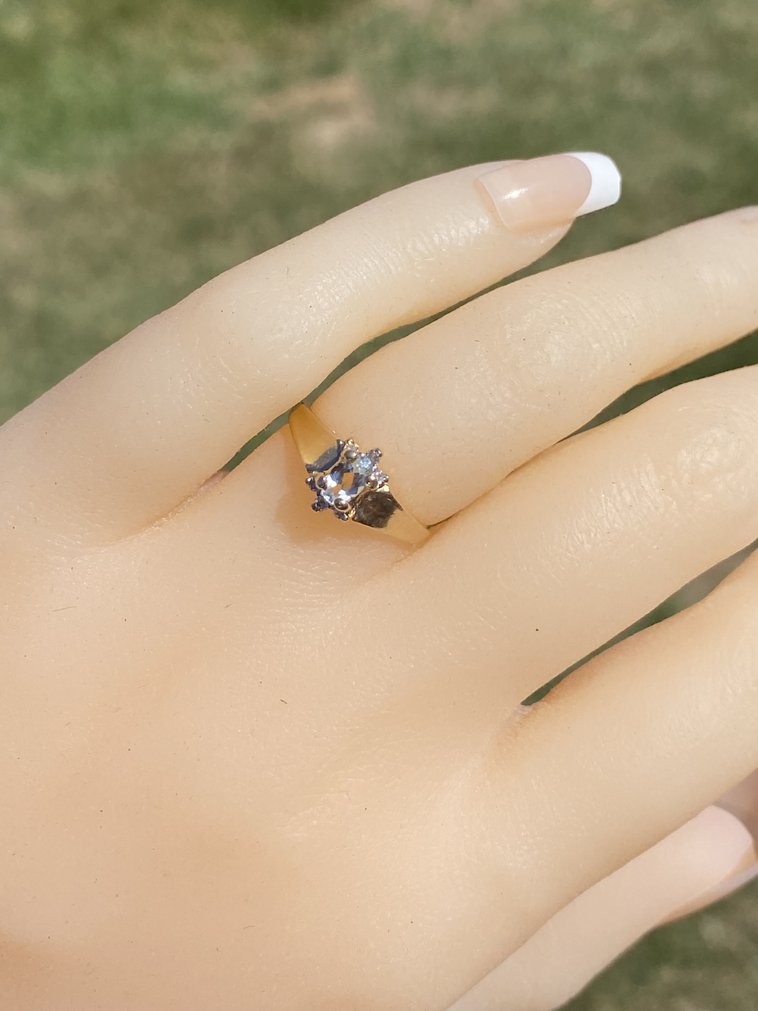 The Moultrie: Ladies 14K Yellow Gold Aquamarine and Diamond Ring - Image 10