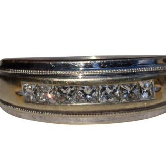 SOLD - The Leight:  Men's Signed 14K White Gold and Diamond Wedding Band