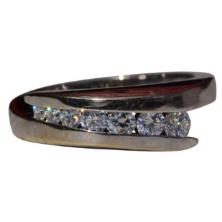 The Elsing:  Vintage 18K White Gold and Diamond Crossover Band