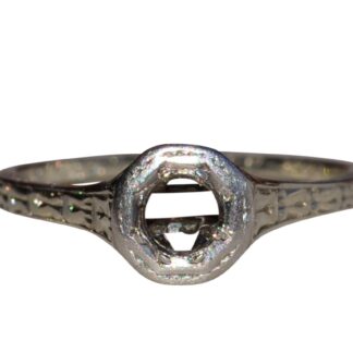 Antique White Gold Hand Engraved Mounting