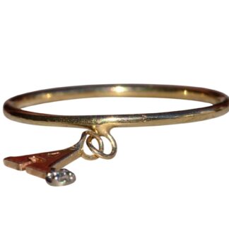 SOLD - The A Ring:  Yellow Gold A Dangling Charm Ring with Diamond