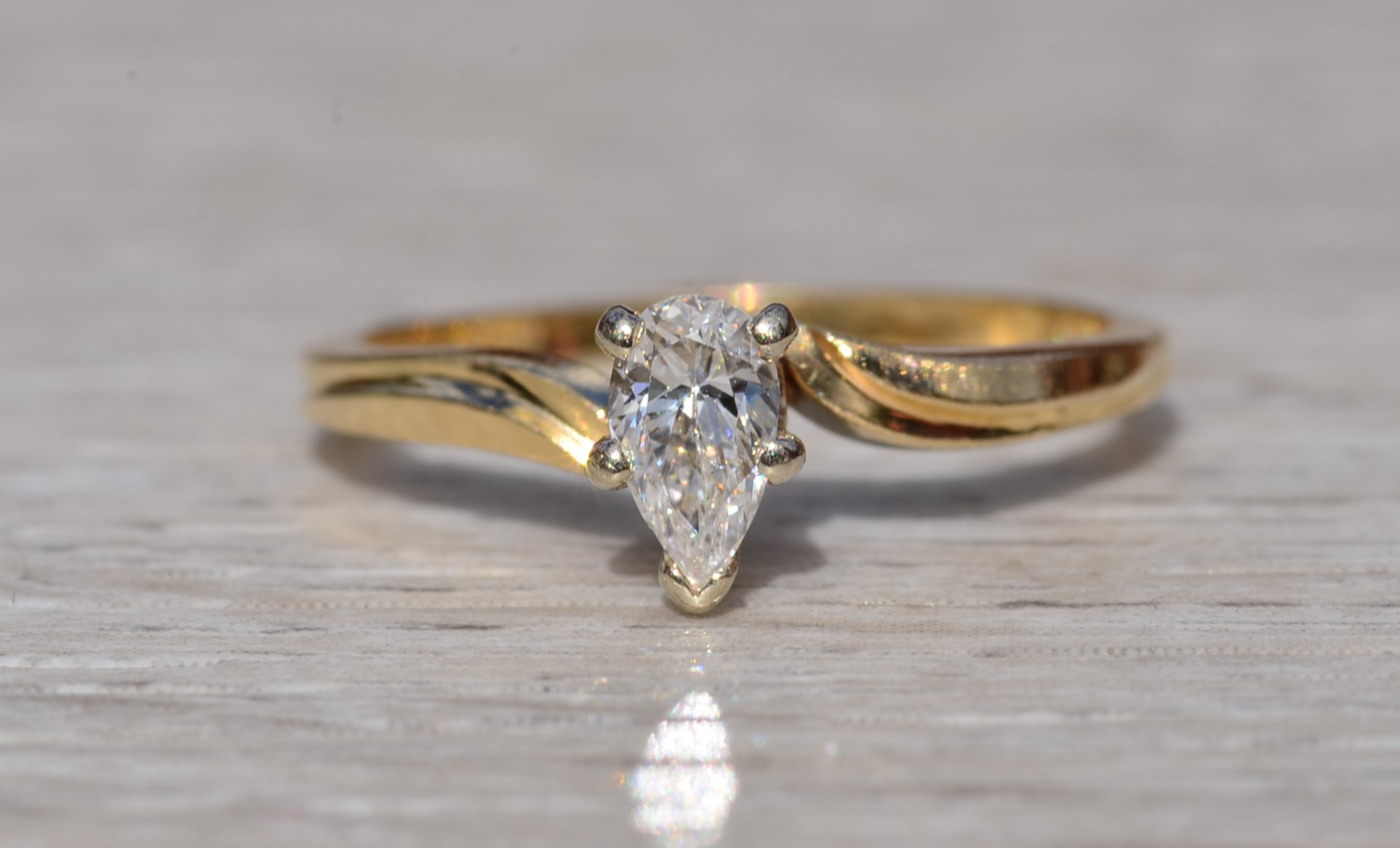 SOLD - The Belgrave: Pear Shaped Natural Diamond Engagement Ring in Bypass Style Setting - Image 2