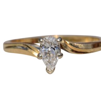 SOLD - The Belgrave: Pear Shaped Natural Diamond Engagement Ring in Bypass Style Setting