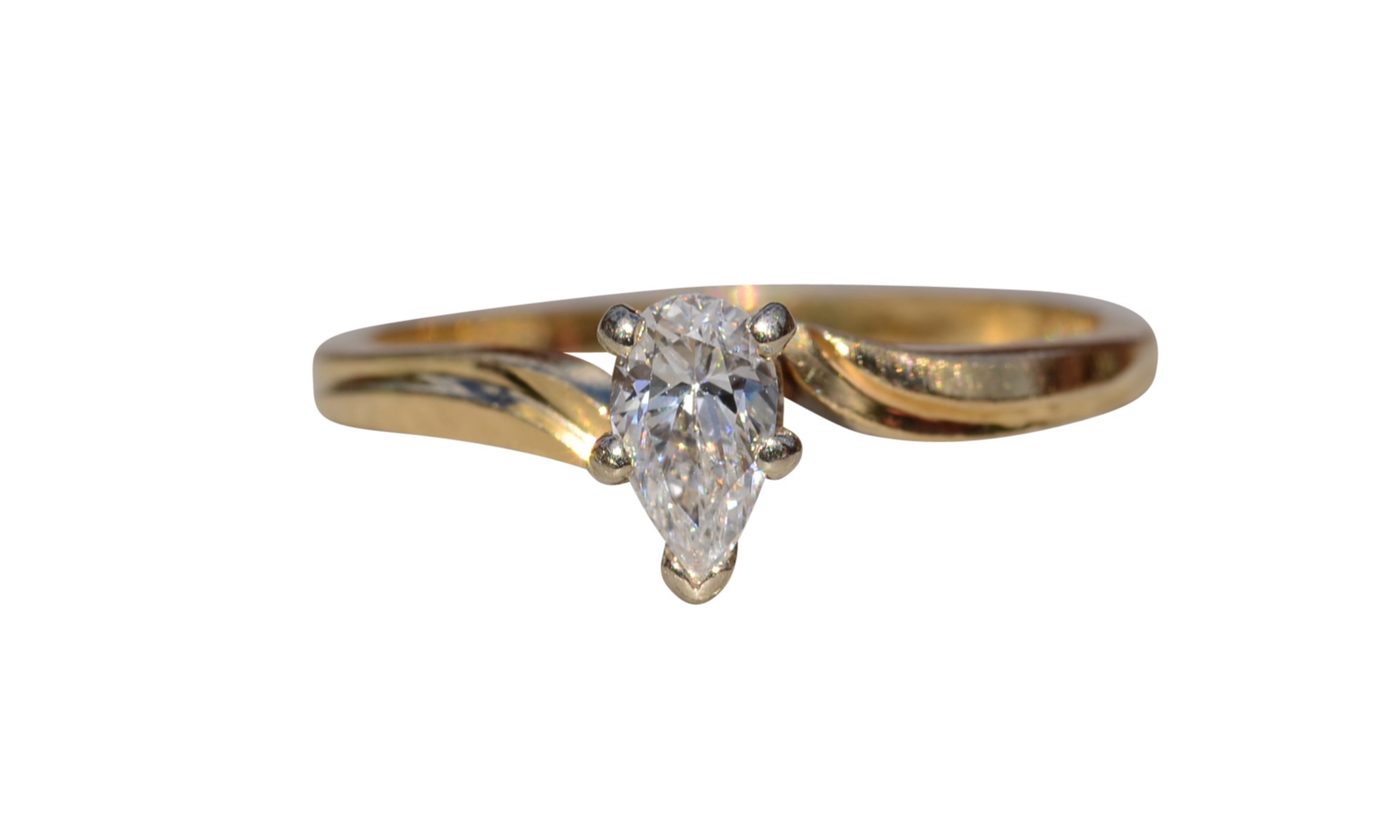 SOLD - The Belgrave: Pear Shaped Natural Diamond Engagement Ring in Bypass Style Setting