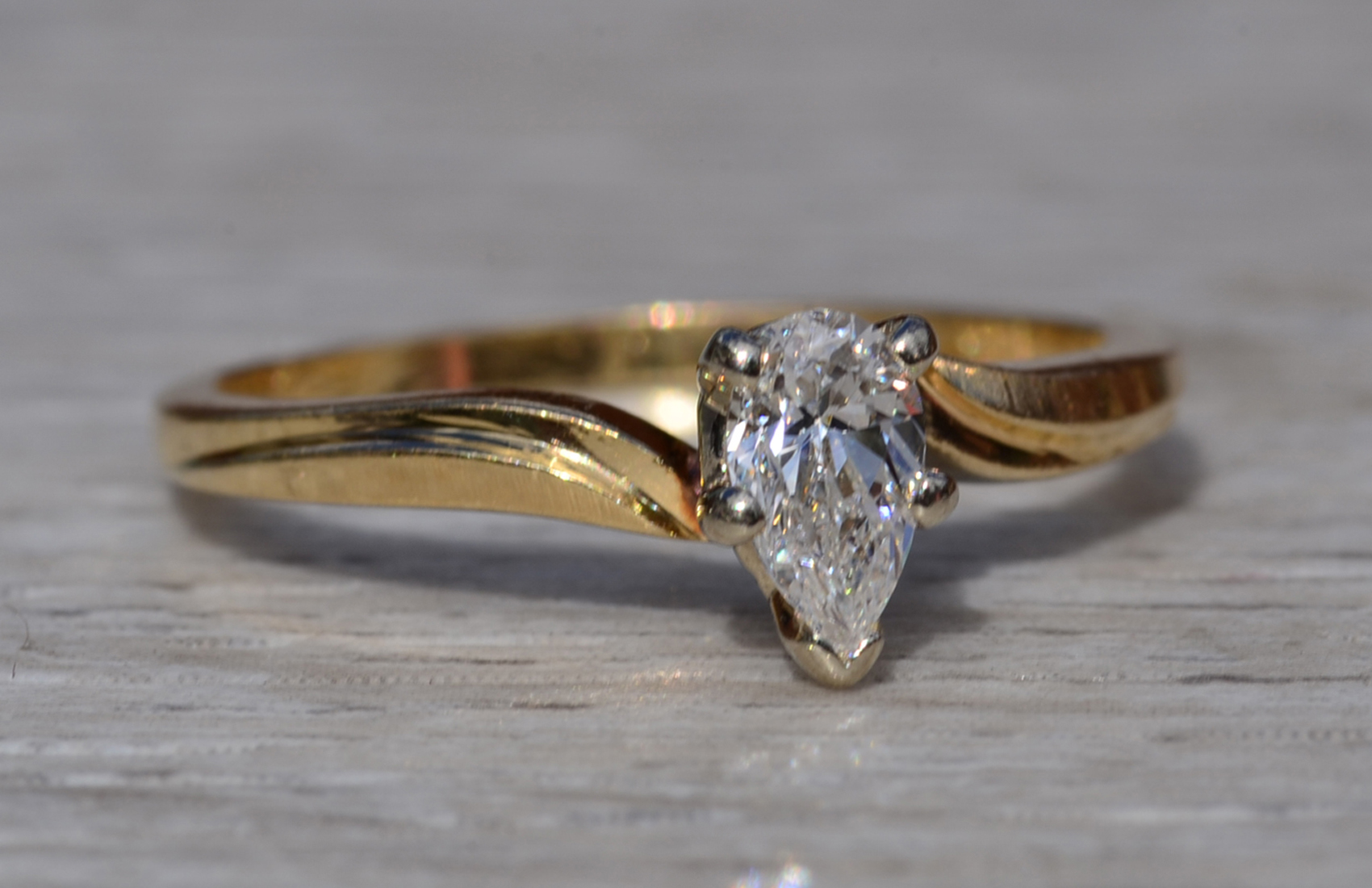 SOLD - The Belgrave: Pear Shaped Natural Diamond Engagement Ring in Bypass Style Setting - Image 7