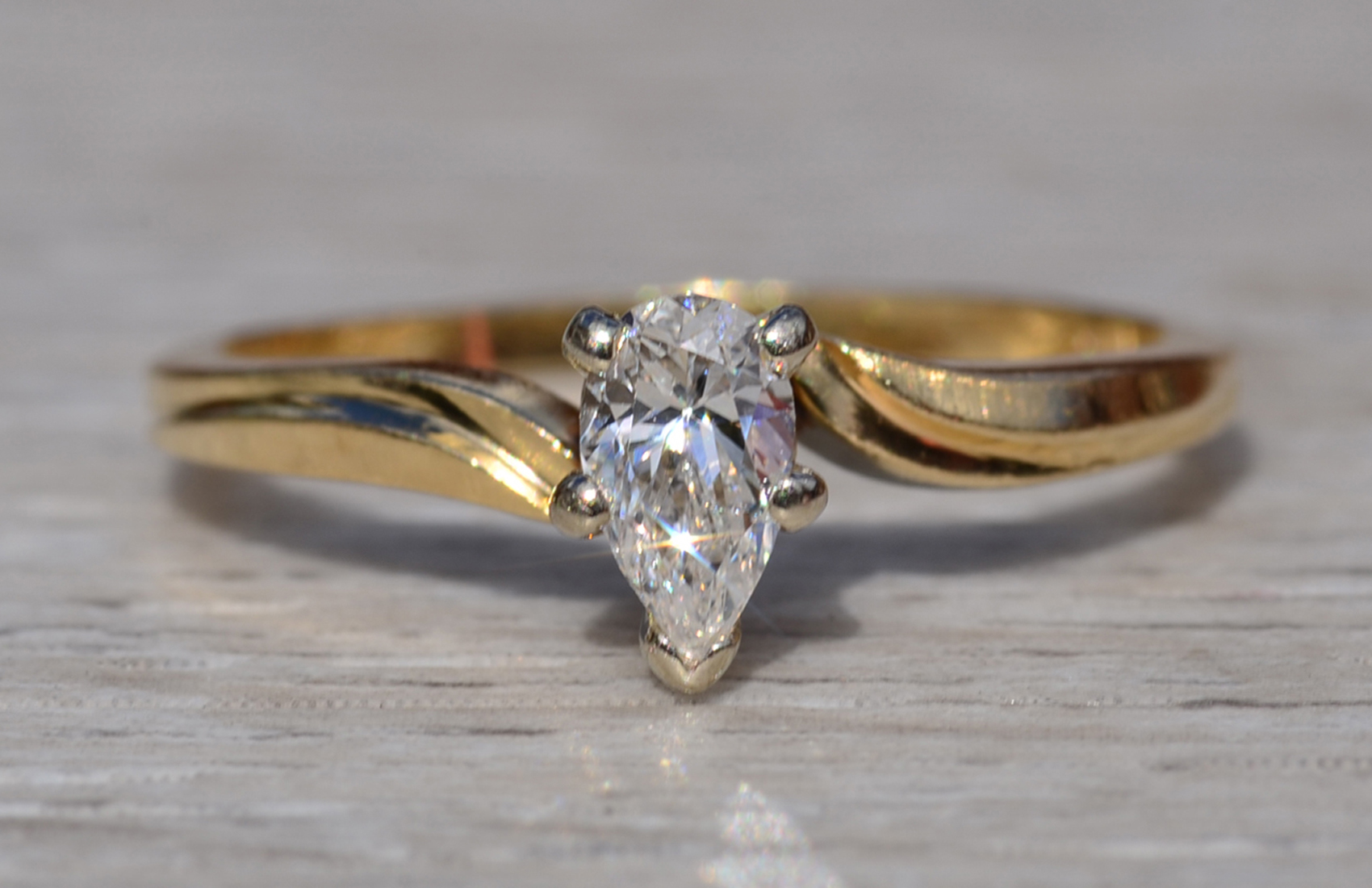 SOLD - The Belgrave: Pear Shaped Natural Diamond Engagement Ring in Bypass Style Setting - Image 6