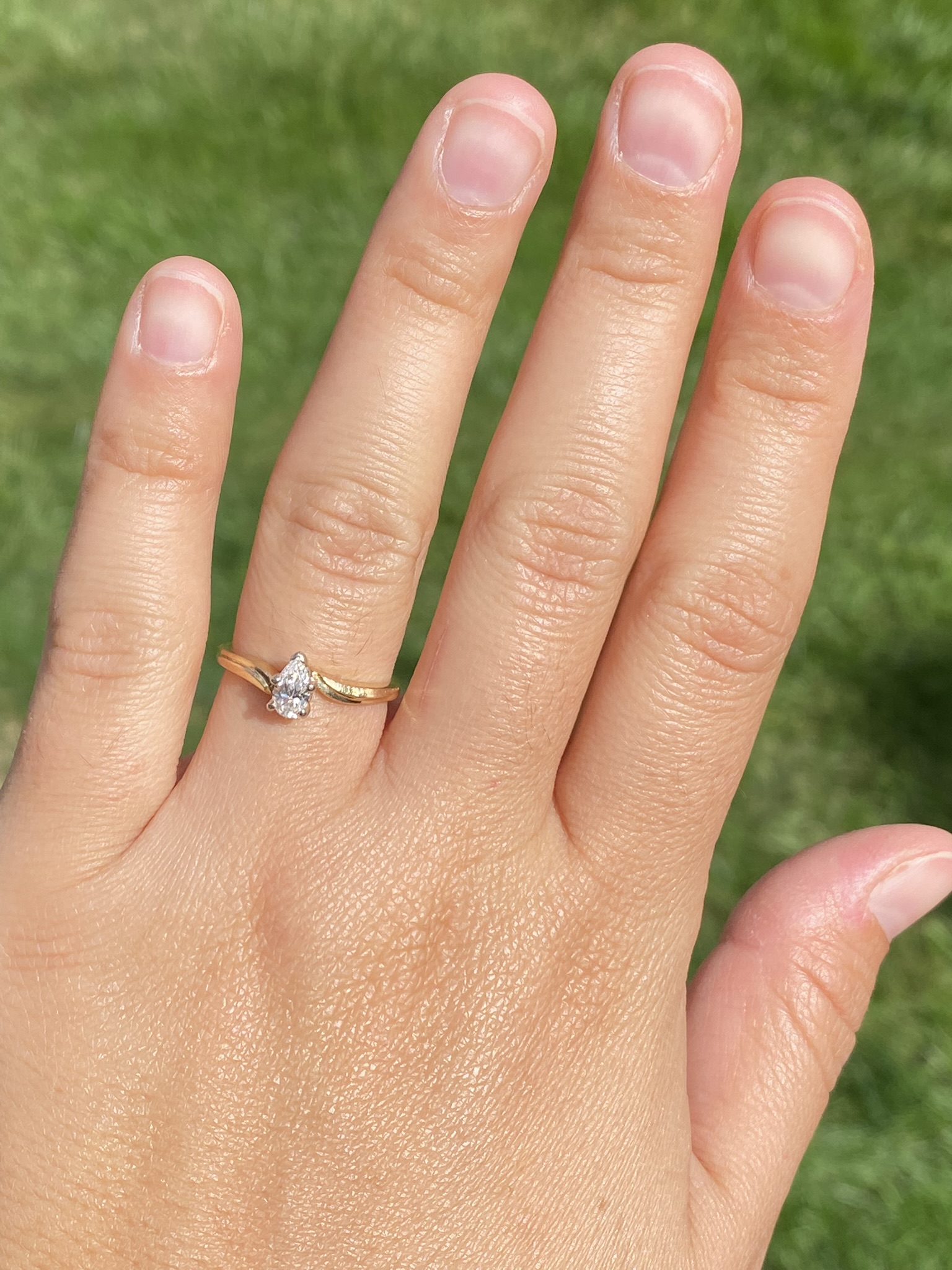 SOLD - The Belgrave: Pear Shaped Natural Diamond Engagement Ring in Bypass Style Setting - Image 8