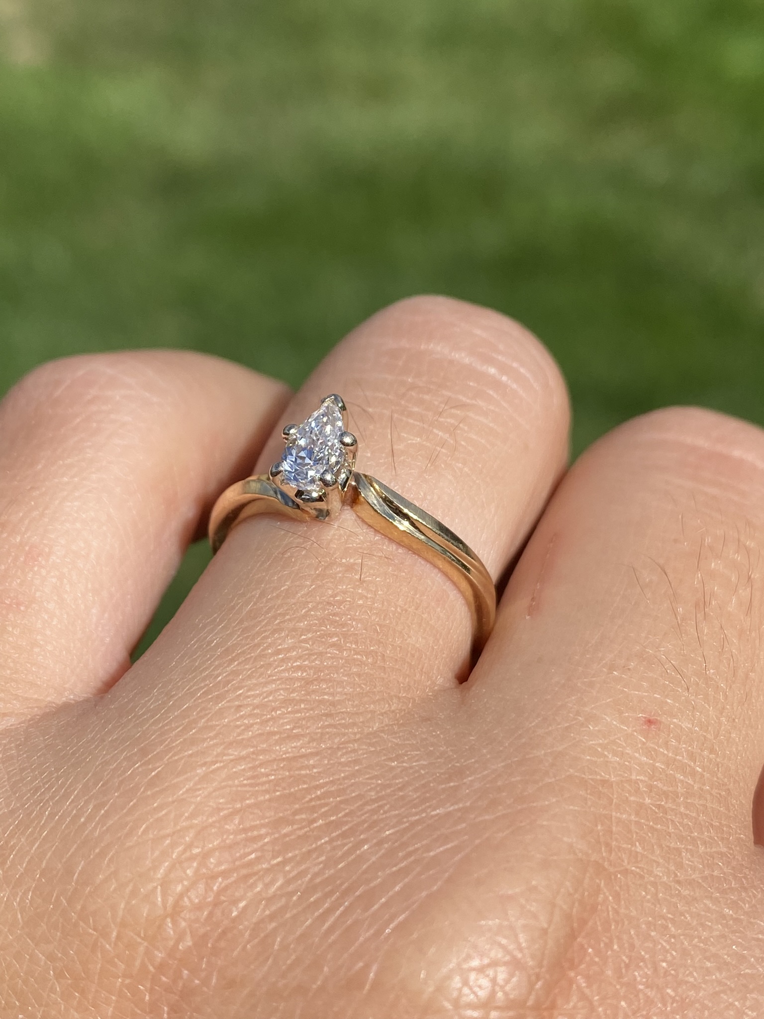 SOLD - The Belgrave: Pear Shaped Natural Diamond Engagement Ring in Bypass Style Setting - Image 10