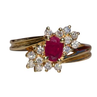 The Carboor:  Natural Ruby and Diamond Ring in Yellow Gold