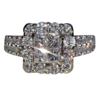 SOLD - The Lurg:  Princess Cut Natural Diamond Ring in White Gold
