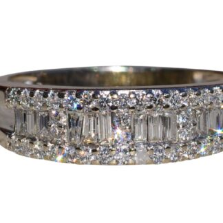 SOLD - The Nagambie:  Triple Row Stackable Band with Baguette and Round Diamonds