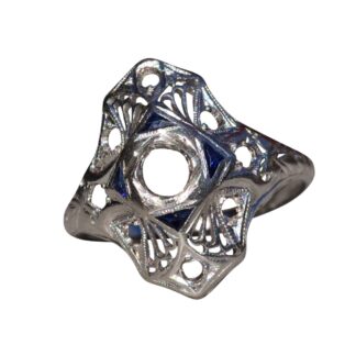 Antique Platinum Filigree Mounting with Sapphires