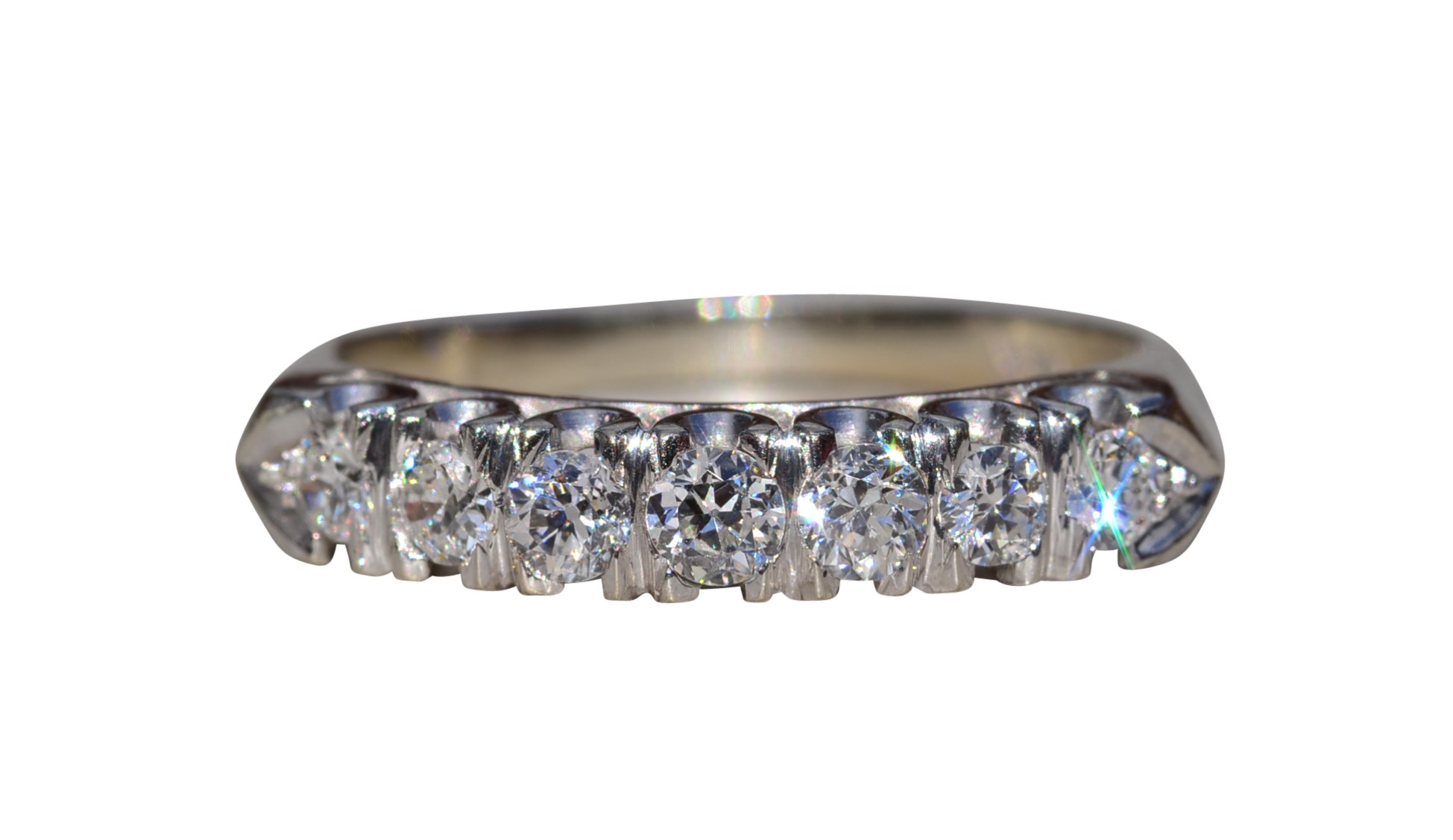 SOLD - The Kangaroo Ground: Antique White Gold Wedding Band with Diamonds