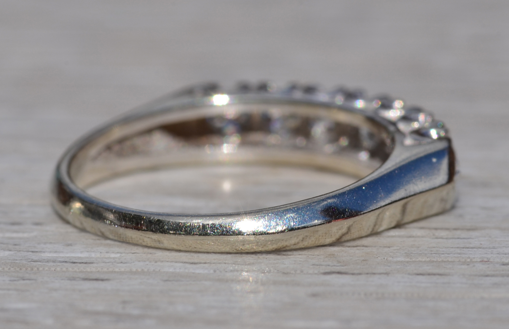 SOLD - The Kangaroo Ground: Antique White Gold Wedding Band with Diamonds - Image 4