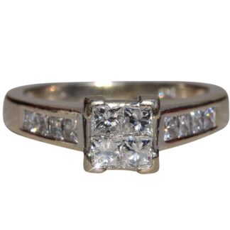 The Michele: Princess Cut Mystery Set Engagement Ring with Natural Diamonds