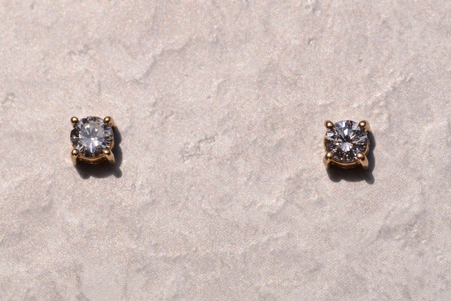 The 160th Street: Vintage Yellow Gold Natural Diamond Studs - Image 2