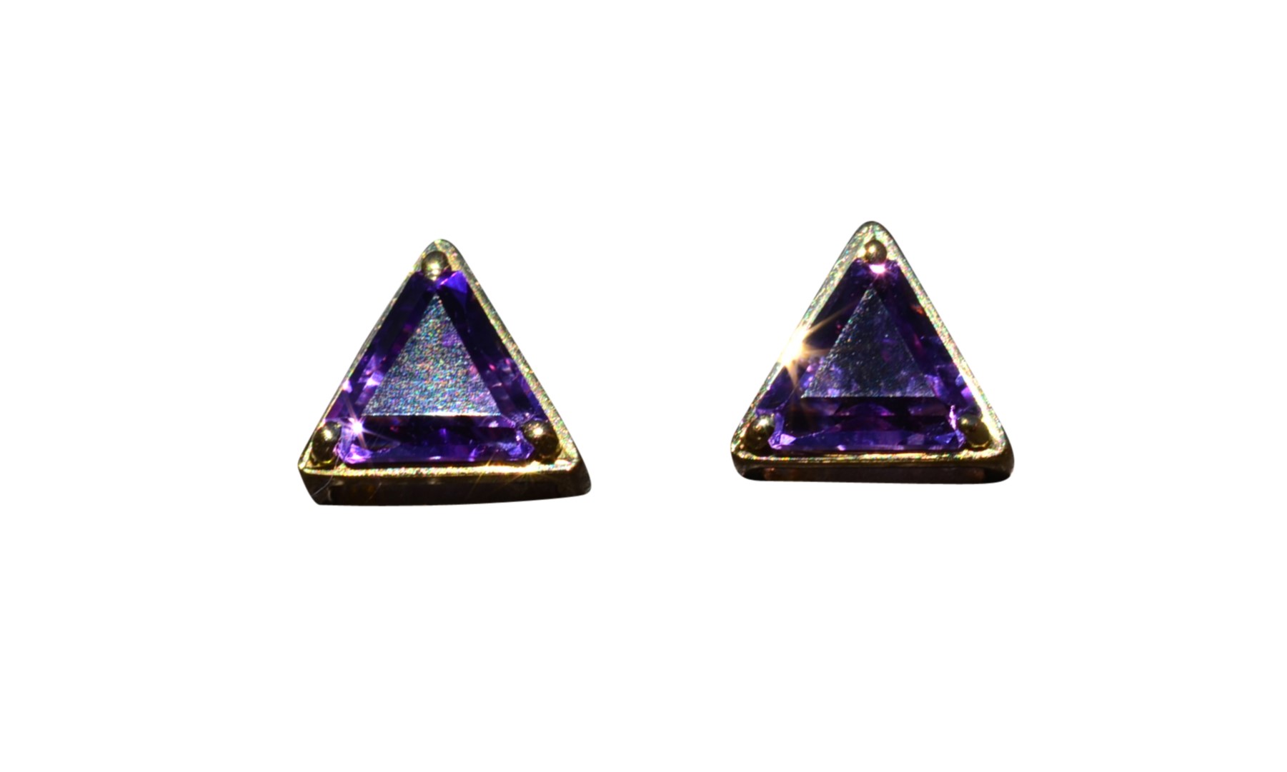 SOLD - The Menzies Creek: Mid Century Trilliant Cut Natural Amethyst in Yellow Gold