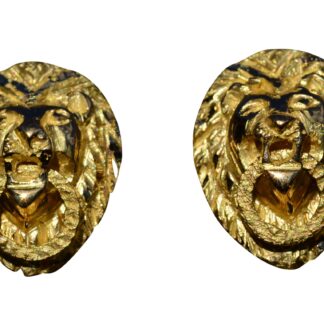 SOLD - The Versacee: Vintage Yellow Gold Lion Doorknocker Earrings