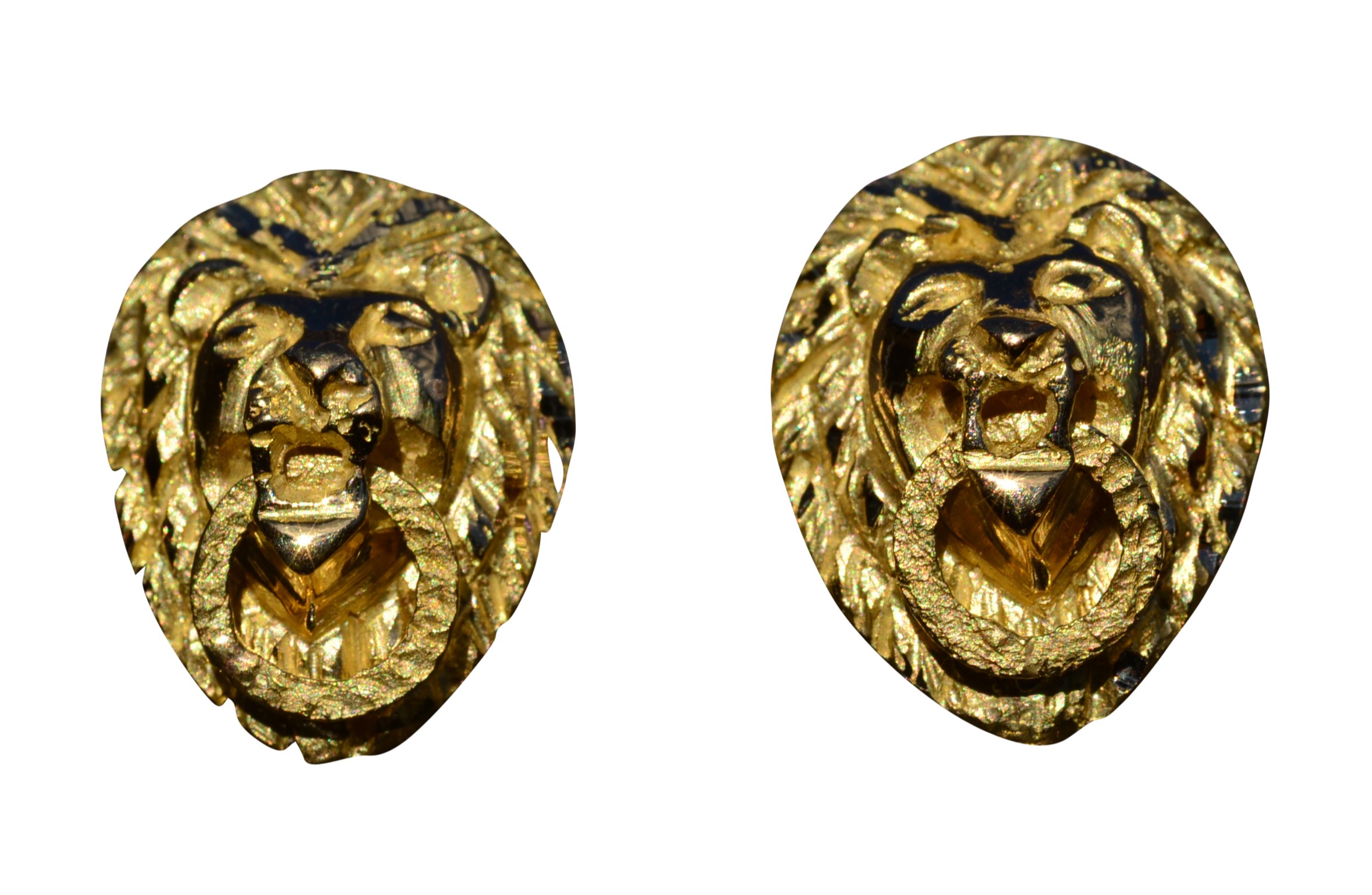 SOLD - The Versacee: Vintage Yellow Gold Lion Doorknocker Earrings