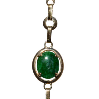 The Harpster:  Ladies 14K Yellow Gold Jade Link Bracelet
